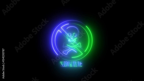 Danger warning attention blue  and green color stop signal risk alert error sign symbol . Danger important warning attention icon animation on black background.