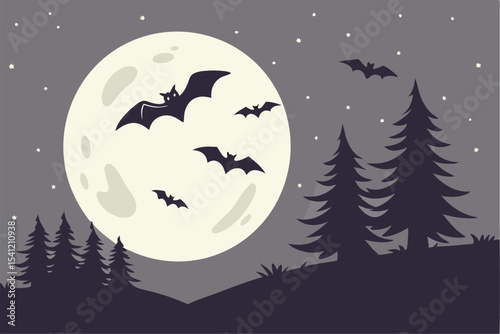 Midnight Haunt: Bats Beneath the Spooky Moon