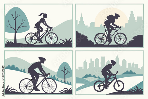 Ride in Style: Bicycle & Cyclist Silhouette Collection