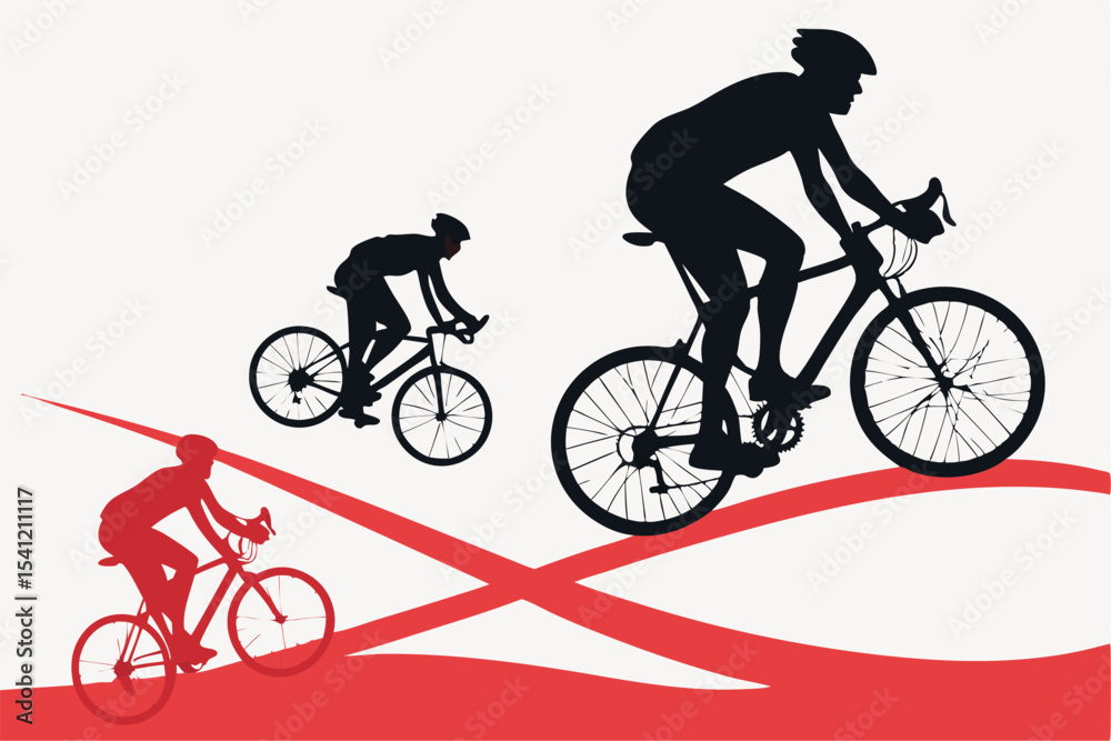 Fototapeta premium Cycling Man Silhouette Vector Set
