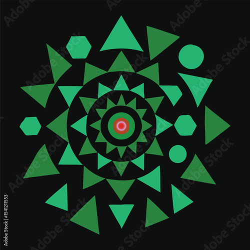 Geometric Emerald Mandala