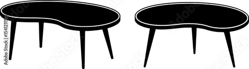 kidney-shaped coffee table with tripod legs, iconic retro interior mascot, perfect for stylish home designs