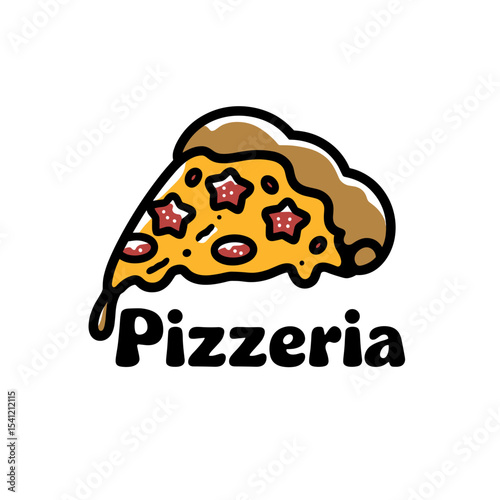 Delicious pepperoni pizza slice design illustration