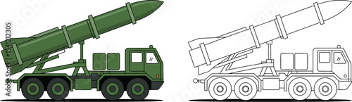 Vector illustration of missile launcher truck military vehicle army transport weapon system design 100 editable stock vector illustration