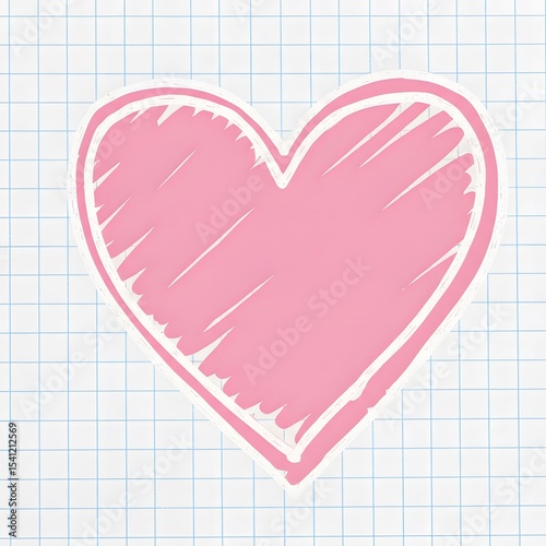 A cute pink heart with rough hand-drawn edge, perfect for love or Valentine themes