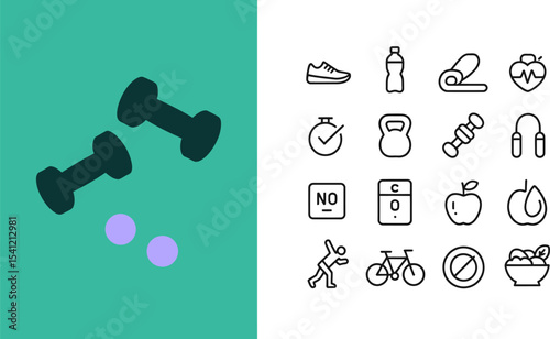 Fitness and workout icons vector illustration for gym training and healthy lifestyle concept design set editable stock vector illustration