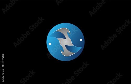 Circle fish logo design template