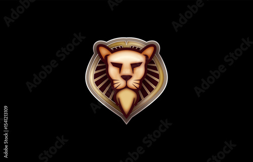 Lion face illustration logo design template