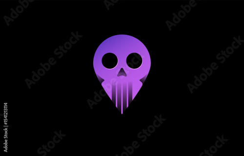 Skull pin location logo design template