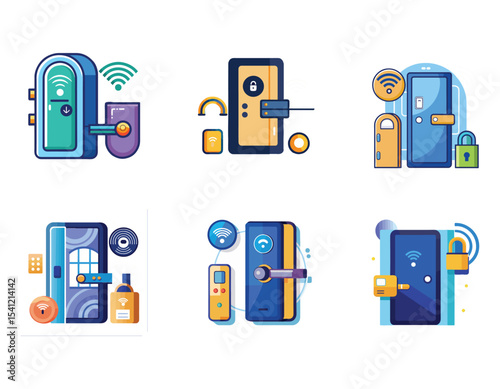 Smart door lock icon. Single solid icon. Vector illustration. For website design, logo, app, template, ui, etc.