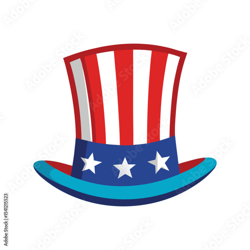 Patriotic hat vector illustration, American flag colors, Independence Day accessory, USA celebration design
