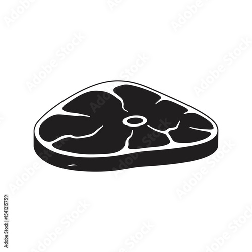 Steak meat vector illustration, raw beef icon, butcher food design, fresh protein ingredient graphic

