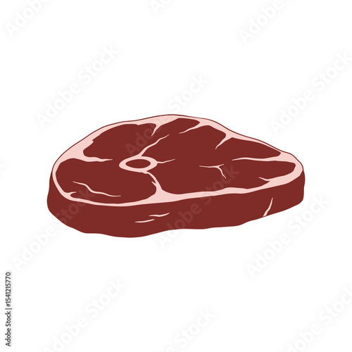 Steak meat vector illustration, raw beef icon, butcher food design, fresh protein ingredient graphic

