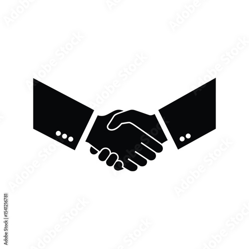 Handshake silhouette vector illustration, business agreement icon, partnership symbol, cooperation, unity design