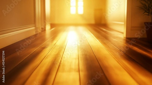 Wallpaper Mural Sunlit hardwood floor stretches into hallways warm depths Torontodigital.ca