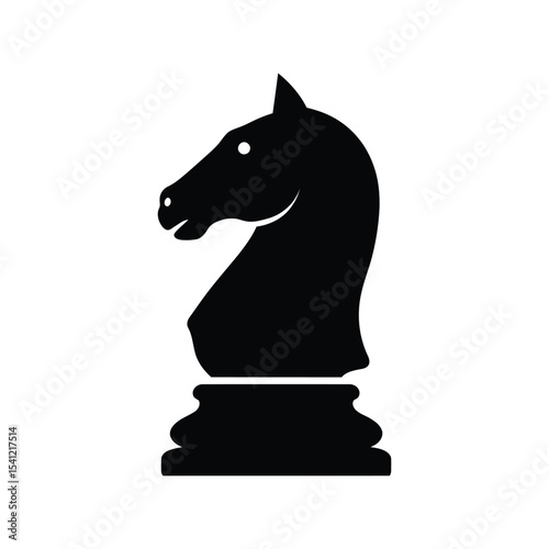 Knight chess piece silhouette vector illustration, classic game icon, strategy symbol, black isolated design

