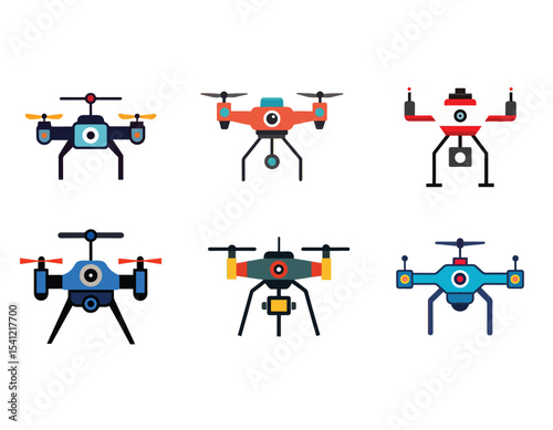 multi functional camera drone icon silhouette vector illustration