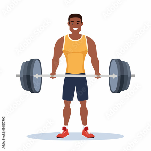 vector Sportsman with barbell. in the gym