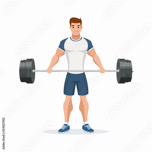vector Sportsman with barbell. in the gym