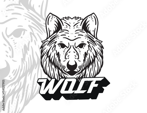 Wolf head black and white design vector