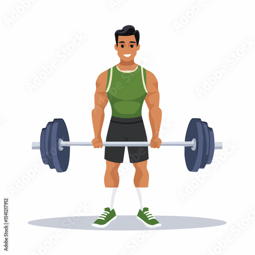 vector Sportsman with barbell. in the gym