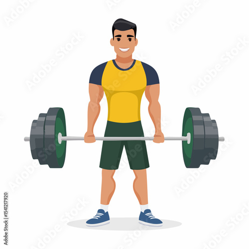 vector Sportsman with barbell. in the gym