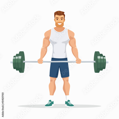 vector Sportsman with barbell. in the gym