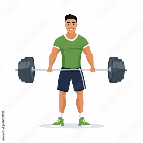 vector Sportsman with barbell. in the gym