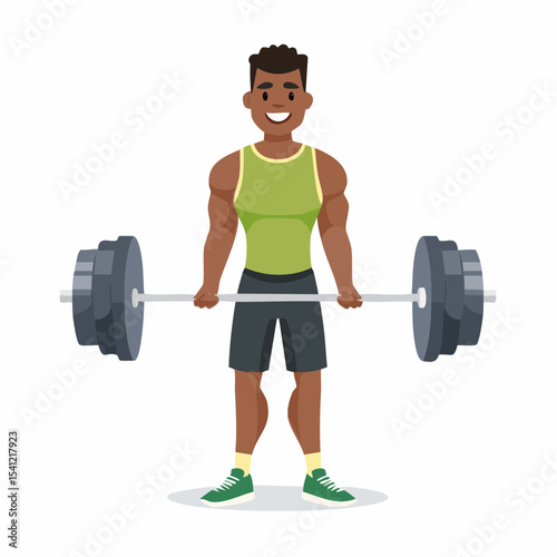 vector Sportsman with barbell. in the gym