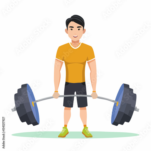 vector Sportsman with barbell. in the gym