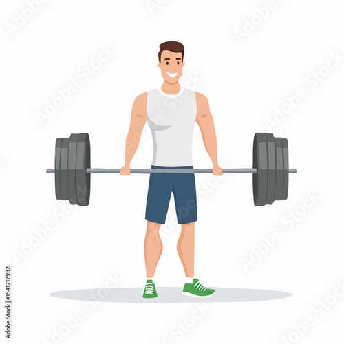 vector Sportsman with barbell. in the gym