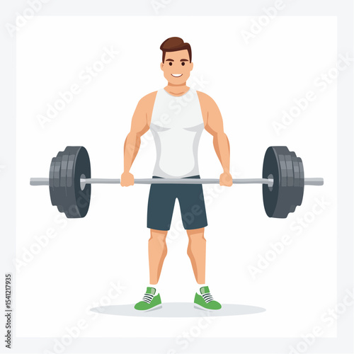vector Sportsman with barbell. in the gym
