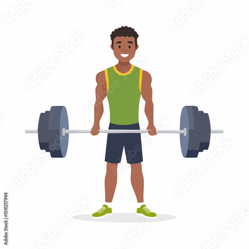 vector Sportsman with barbell. in the gym
