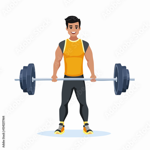 vector Sportsman with barbell. in the gym