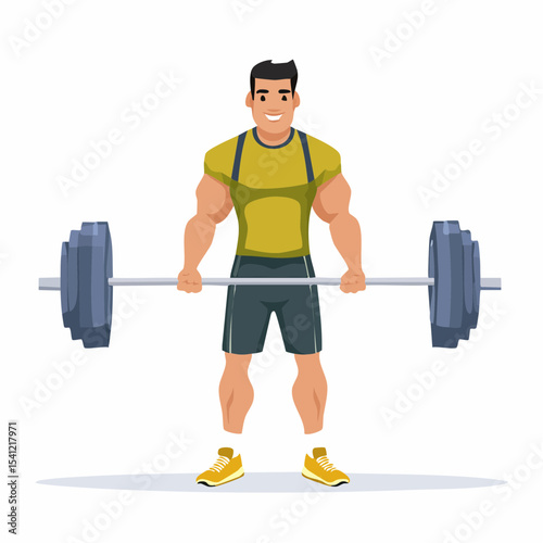 vector Sportsman with barbell. in the gym
