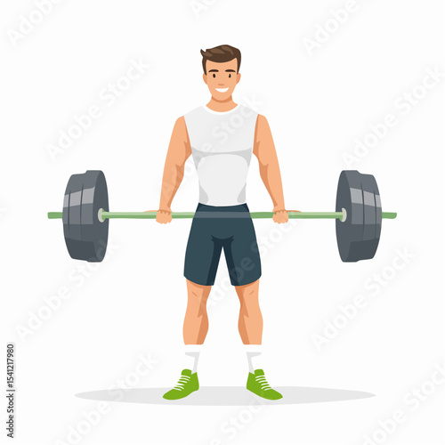 vector Sportsman with barbell. in the gym