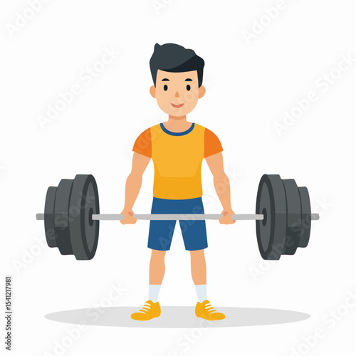 vector Sportsman with barbell. in the gym