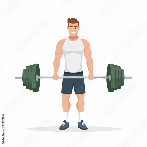 vector Sportsman with barbell. in the gym