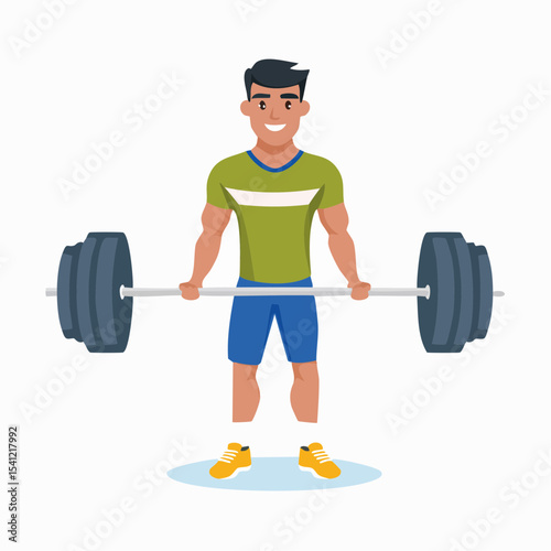 vector Sportsman with barbell. in the gym