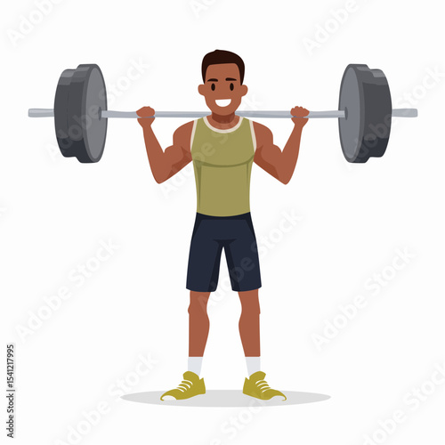 vector Sportsman with barbell. in the gym