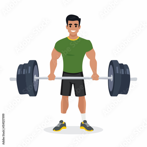 vector Sportsman with barbell. in the gym