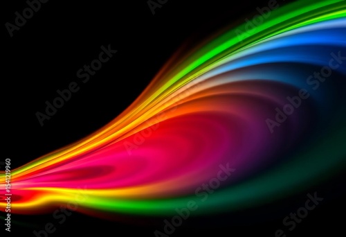 Vibrant rainbow wave flowing on a deep black background ,  design,  energy