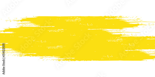 Yellow brush stroke isolated on white background. Brush stroke for yellow ink paint, grunge backdrop, dirt banner, watercolor design and dirty texture. Creative art concept modern arts