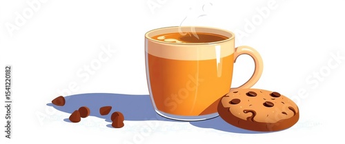 Warm beverage with chocolate cookie, vector illustration, vector, cup