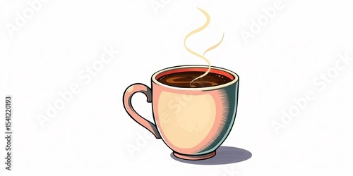 Whimsical coffee cup with swirling steam, hand-drawn style,   abstract,  illustration
