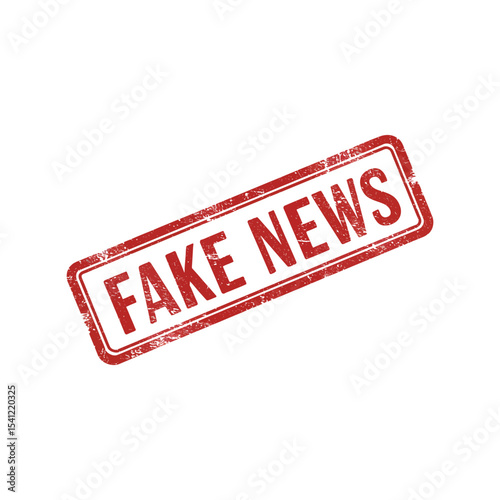 Fake news rubber stamp grungy vector illustration, vintage warning label, retro distressed seal, alert badge