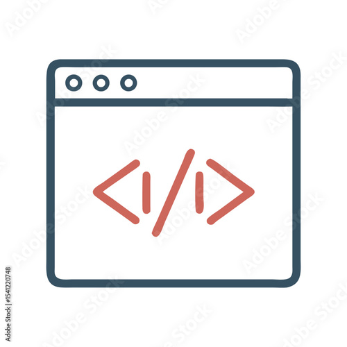 Coding icon vector illustration, programming symbol, software development, web code, technology design

