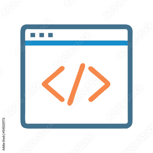Coding icon vector illustration, programming symbol, software development, web code, technology design

