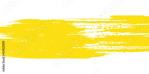 Yellow brush stroke isolated on white background. Brush stroke for yellow ink paint, grunge backdrop, dirt banner, watercolor design and dirty texture. Creative art concept modern arts