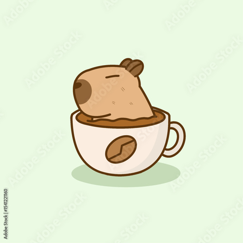 Cute capybara soaking in a coffee cup vector illustration